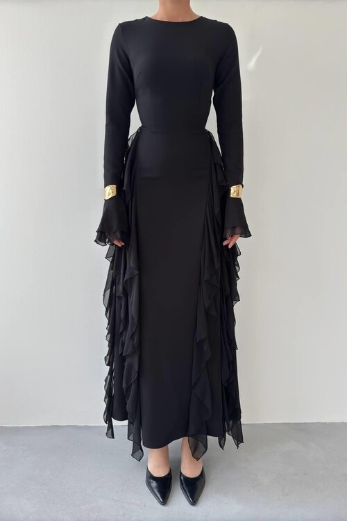 Rel Fırfır Detay Elbise