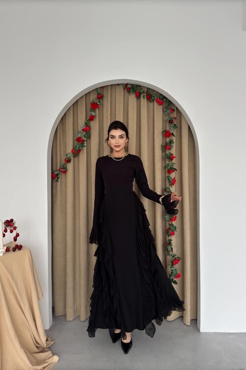 Rel Fırfır Detay Elbise