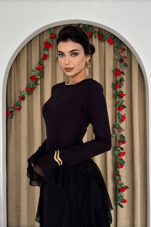 Rel Fırfır Detay Elbise