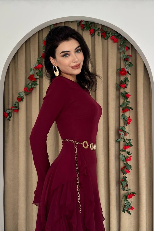 Rel Fırfır Detay Elbise