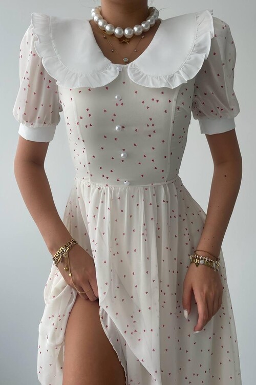 Aversa Pearl Detail Chiffon Dress