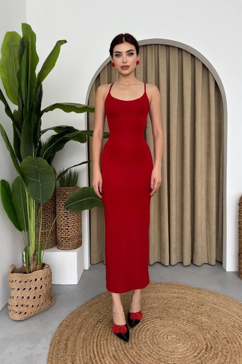 Blear Sırt Bağlamalı Elbise