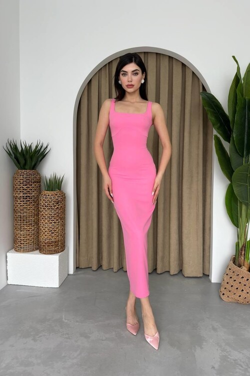 Calliope Kare Yaka Midi Boy Elbise