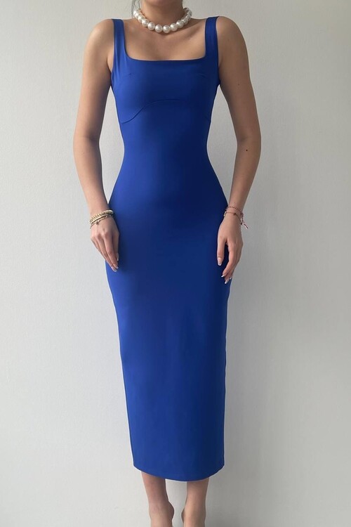 Calliope Kare Yaka Midi Boy Elbise