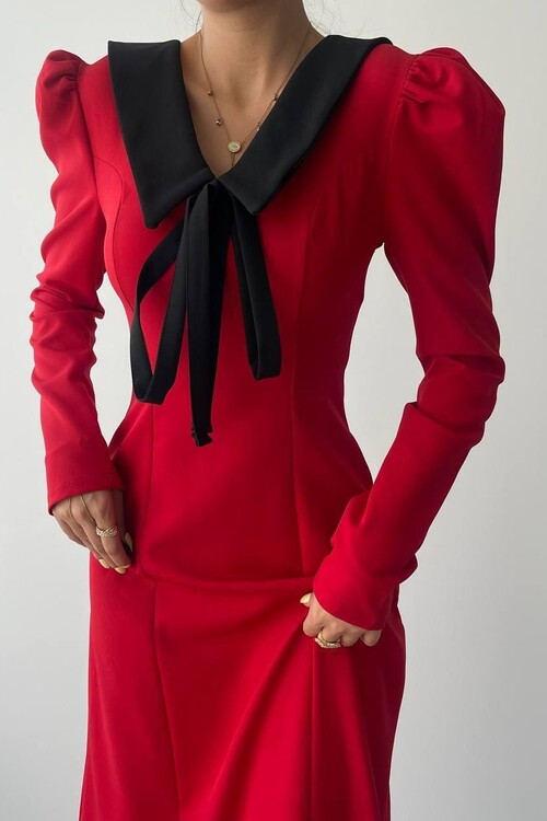 Chimay Yaka Bağlamalı Elbise