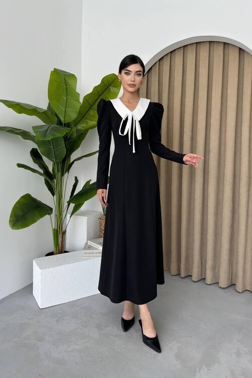 Chimay Yaka Bağlamalı Elbise