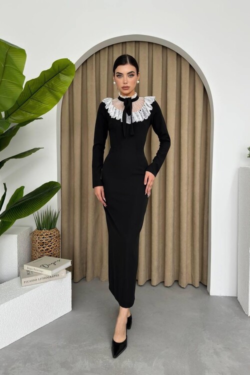 Culfa Dantelli Yaka Elbise