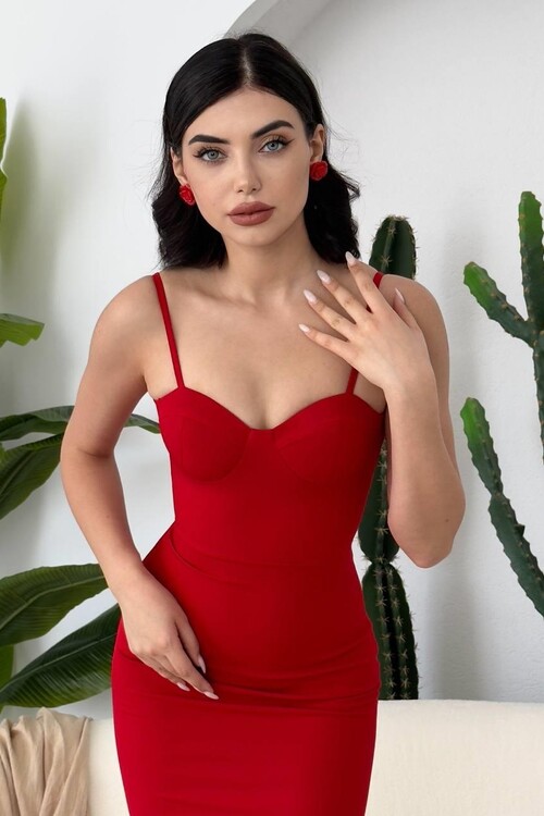 Dominic Eteği Büzgülü Midi Boy Elbise