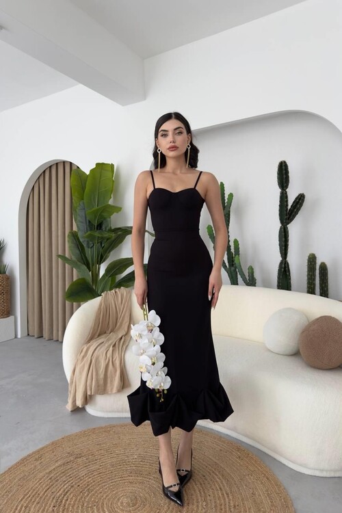 Dominic Midi Dress with Gathered Skirt