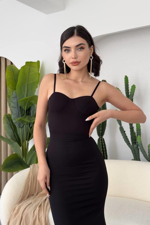 Dominic Eteği Büzgülü Midi Boy Elbise