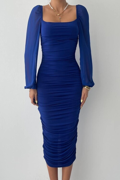 Engla Kolları Tül Detaylı Elbise