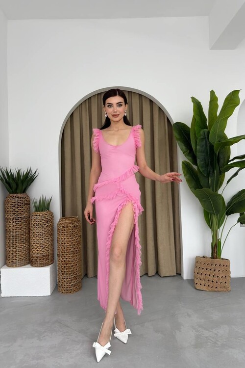 Felix Slit Midi Tulle Dress