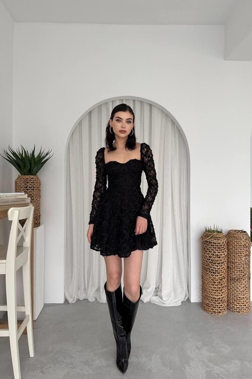 Fers Çiçek Detay Elbise