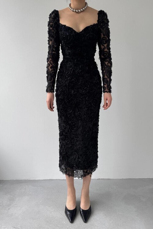 Folers Çiçek Desenli Elbise