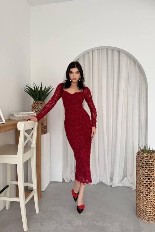 Folers Çiçek Desenli Elbise