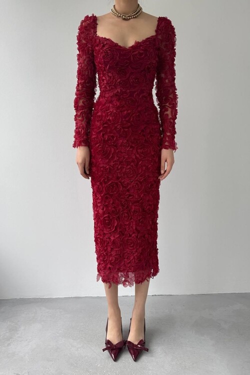 Folers Çiçek Desenli Elbise