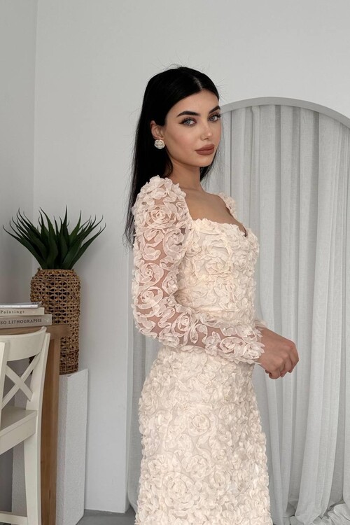 Folers Çiçek Desenli Elbise