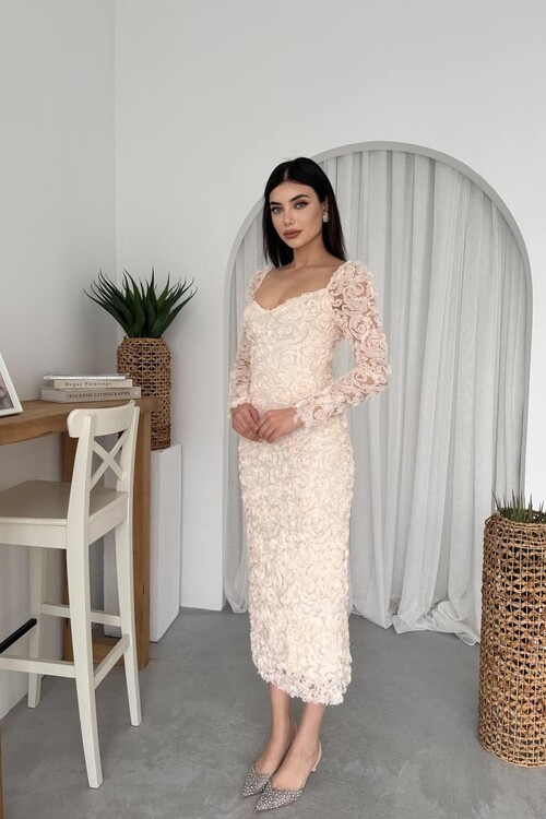 Folers Çiçek Desenli Elbise