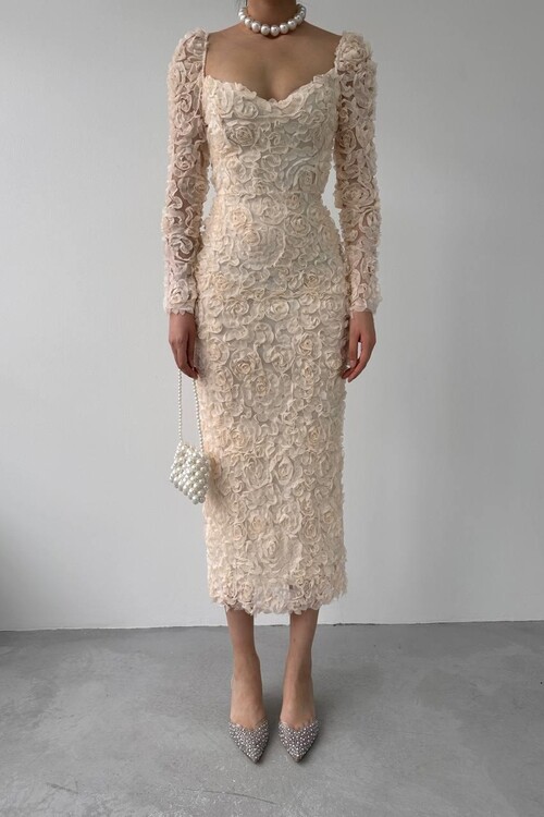 Folers Çiçek Desenli Elbise