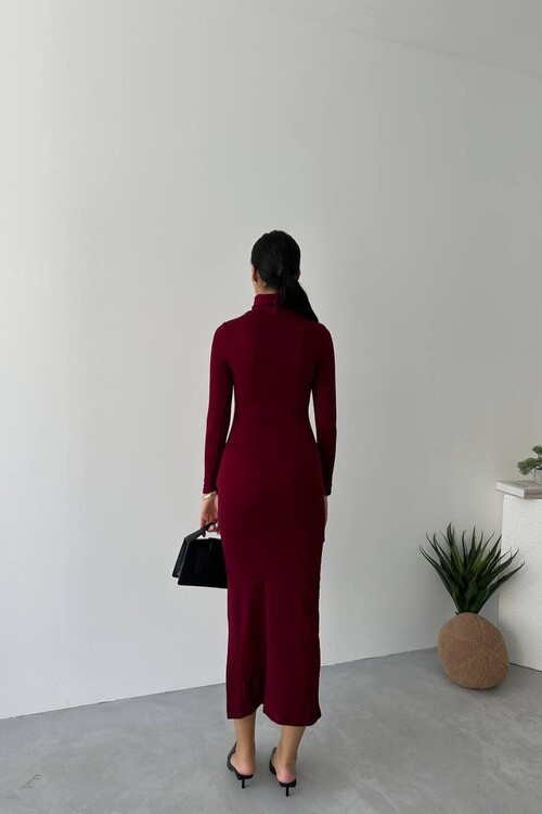 Jazy Yırtmaçlı Drapeli Elbise