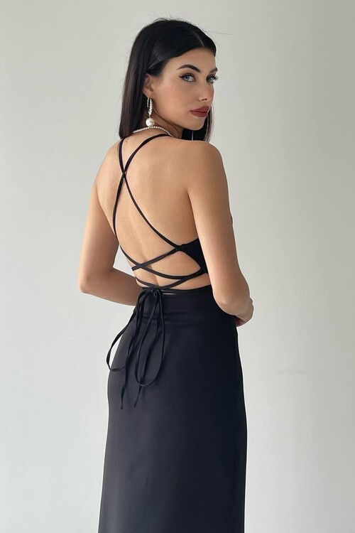 Kaitlyn Backless V-neck Slit dress
