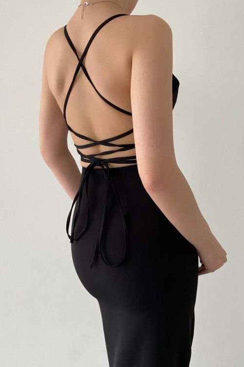 Kaitlyn Backless V-neck Slit dress