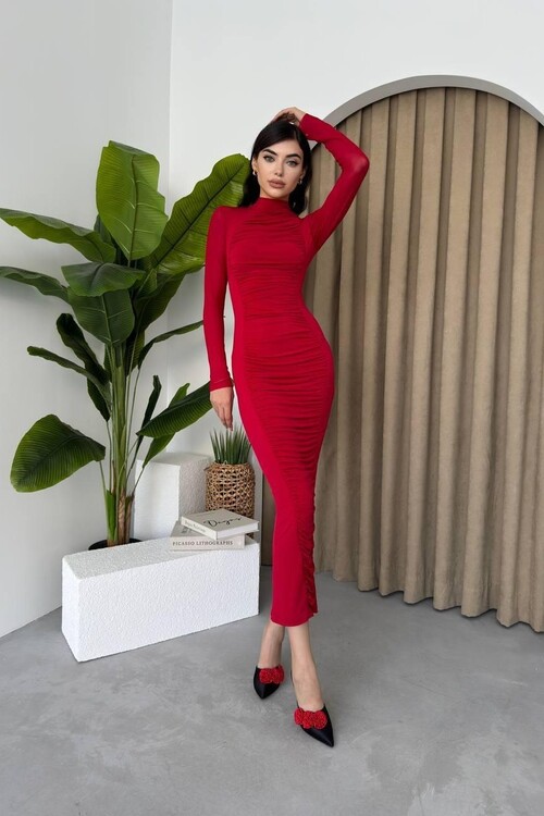 Lisburn Uzun Kollu Tül Elbise