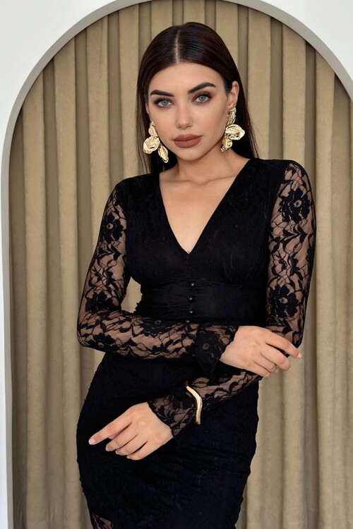 Lively Dantelli Midi Elbise