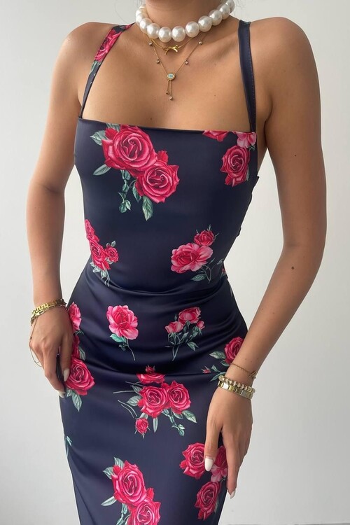 Masella Sırt Dekolteli İp Askılı Elbise