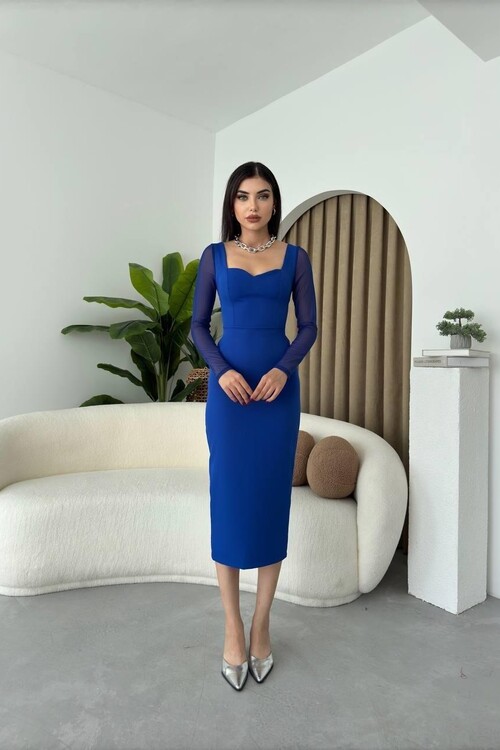 Masha Kolları Tül Midi Elbise