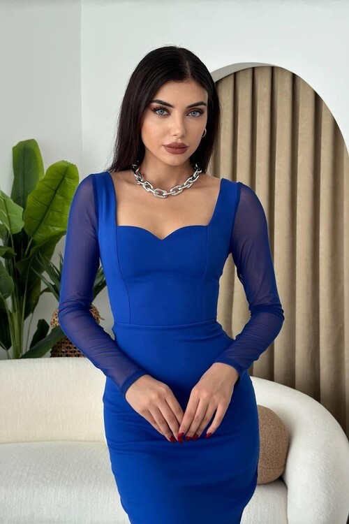 Masha Kolları Tül Midi Elbise