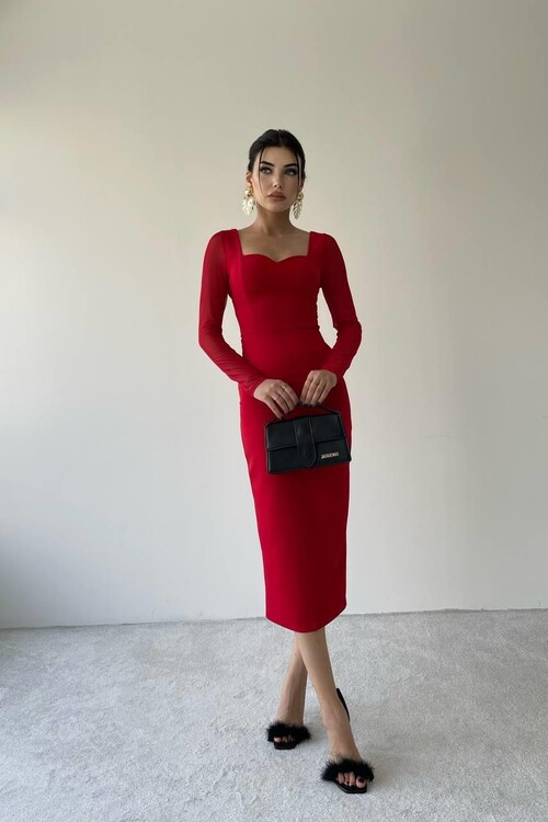 Masha Kolları Tül Midi Elbise