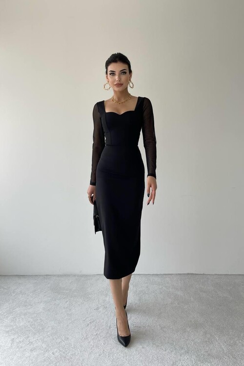 Masha Kolları Tül Midi Elbise