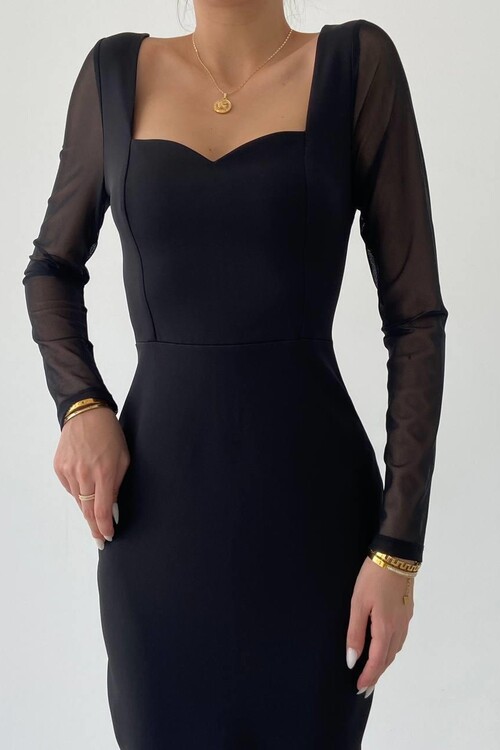 Masha Kolları Tül Midi Elbise