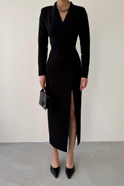 Pera Düğmeli Elbise