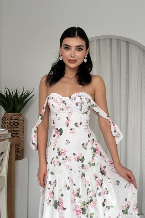 Poses Omuz Bağlamalı Elbise