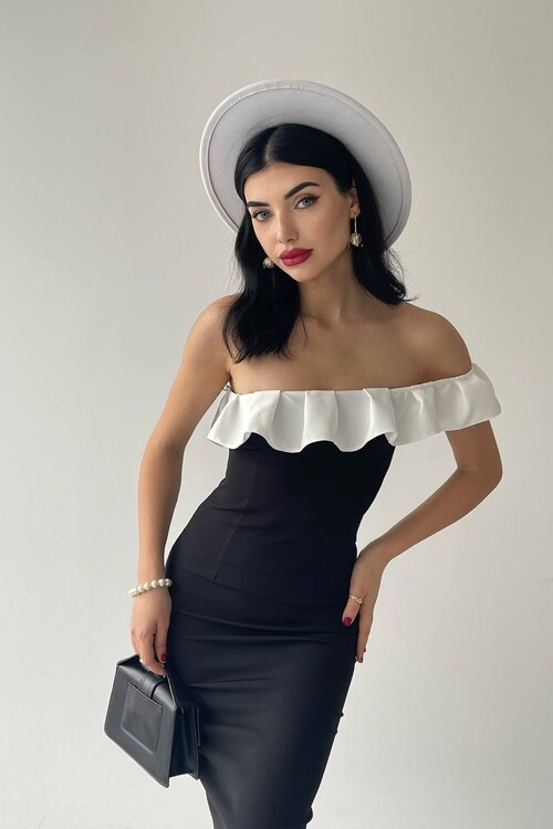 Sophia Volanlı Kalem Midi Elbise