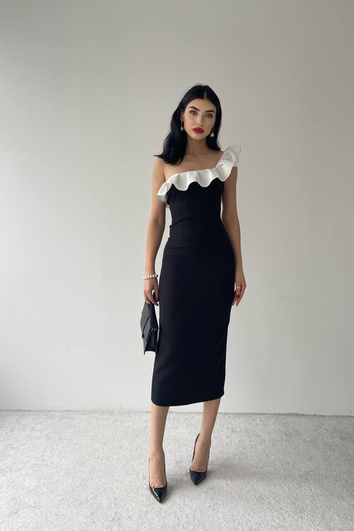 Sophia Volanlı Kalem Midi Elbise