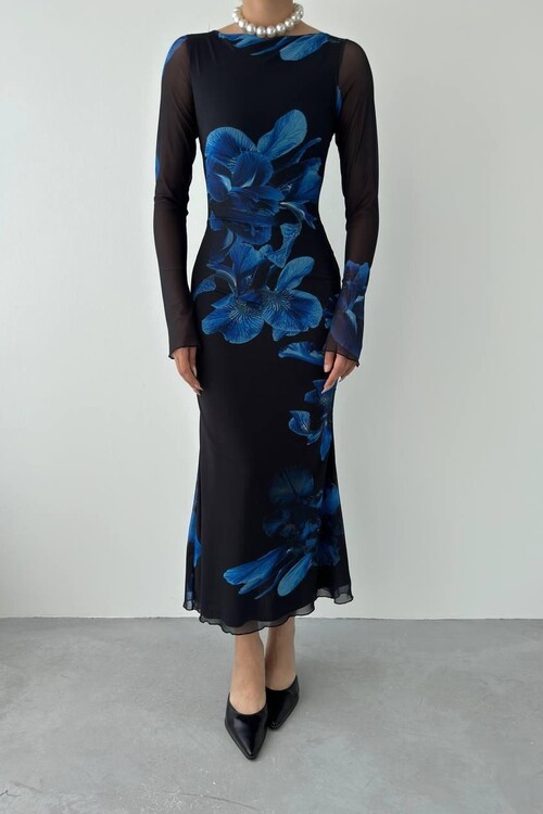 Worve Uzun Kollu Tül Elbise