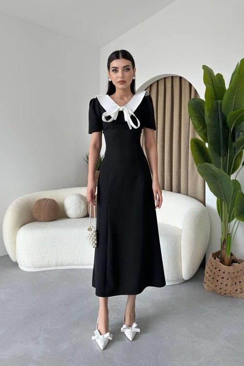 Zerra Collar Ribbon Detail Dress