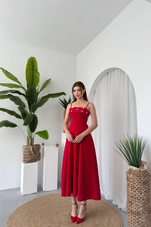 Acco Taş Detaylı Elbise