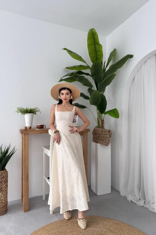 Cuper Çiçek Detaylı Elbise