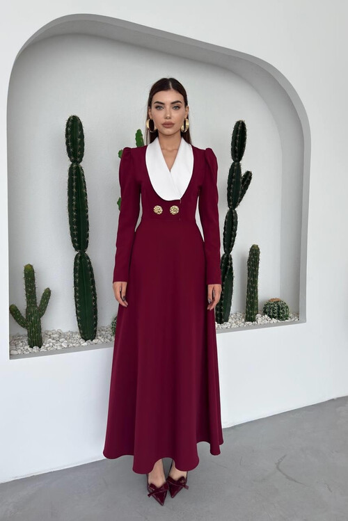 Heram Şal Yaka Elbise