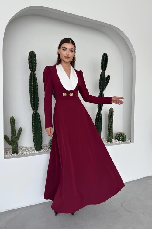 Heram Şal Yaka Elbise