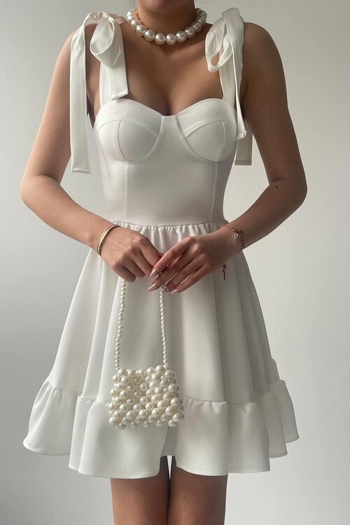 İP ASKILI BAĞLAMALI ATLAS ELBİSE