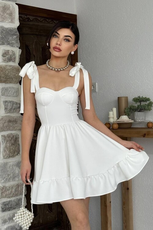 İP ASKILI BAĞLAMALI ATLAS ELBİSE