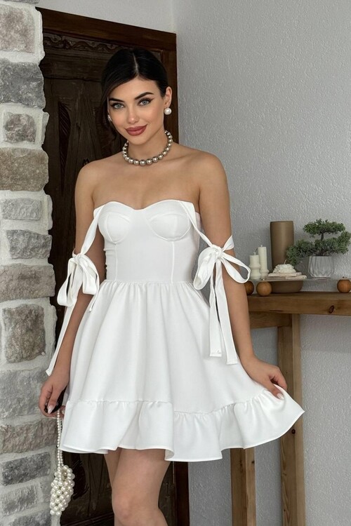 İP ASKILI BAĞLAMALI ATLAS ELBİSE