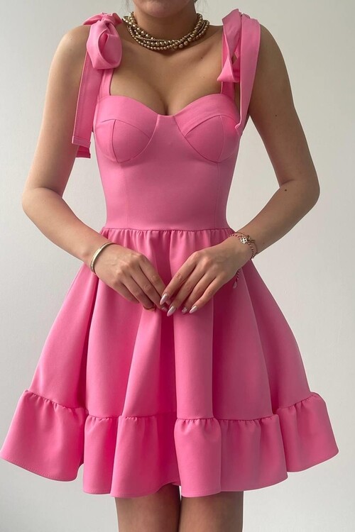 İP ASKILI BAĞLAMALI ATLAS ELBİSE