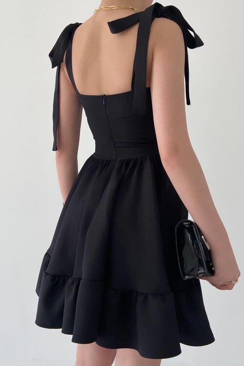 İP ASKILI BAĞLAMALI ATLAS ELBİSE