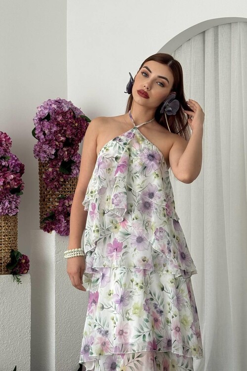 Jeon Boyun Askılı Elbise